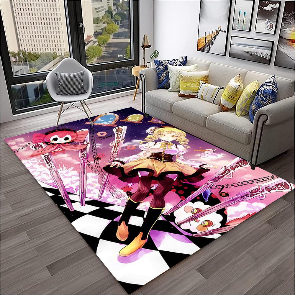3D Cartoon Puella Magi Madoka Magica Carpet Rug for Home Living Room Bedroom Sofa Doormat Decor,kids Area Rug Non-slip Floor Mat