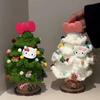 Hello Kitty Christmas Tree Handmade Knitted Ornament With Butterfly Bow For Holiday Decor