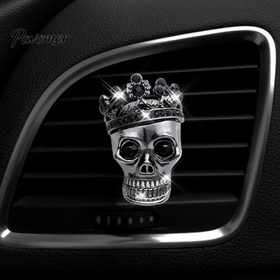 Car Scent Diffuser Accessories Crown Skull Air Freshener Vent Clip, Fragrance Diffuser, Metallic Clip Gothic Auto Interior Decoration Accessory