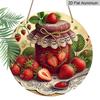 2D Flat Aluminum 7.87 Inch X 7.87 Inch Strawberry and Jam Style Wall Hanging. Suitable for Living Rooms, Kitchens, Bars, Cafes, Clubs, Porches