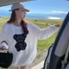 Mulheres coreano urso suéter versátil fundo pullovers desenho animado tops streetwear solto moletom roupas
