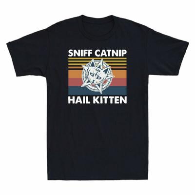 Tshirt Sniff Vintage Hail Shirt Rock Satan Cat Music Kitten Graphic Tee Catnip