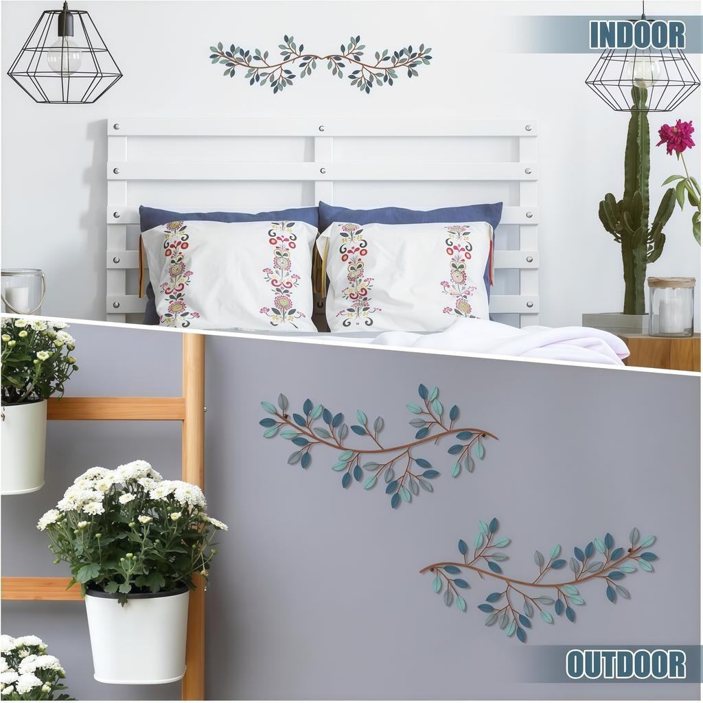 2 Pezzi Decorazione Murale Foglia d'Albero in Metallo Ramo d'Olivo Foglia Arte Murale Soggiorno, Corridoio Decorazione Murale Decorazione Esterna