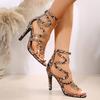High Heel Sandals for Women Summer New Sexy Snake Pattern Pointed Back Zipper High Heel Shoes for Women
