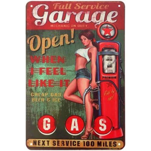 Garage Full Service Metal Tin Sign Auto Mechanic PinUp Man Cave Decor 20x30cm（7.8x11.8inch）