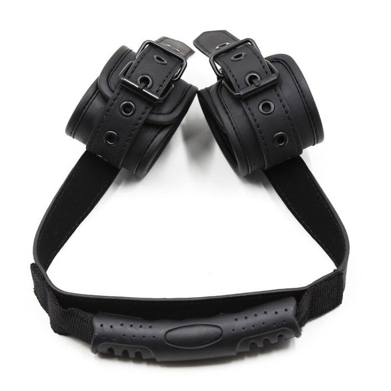 Leather Black Handcuffs Traction Adult Sex Toy Bondage Sex Furniture Slave BDSM Chastity Fetish
