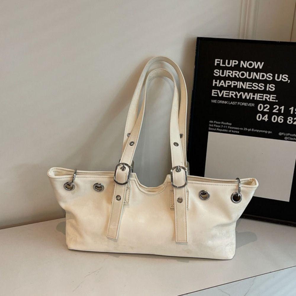 Korean Style Matte PU Tote Bag Solid Color Underarm Packs Fashion Large Capacity Handbag  Girls