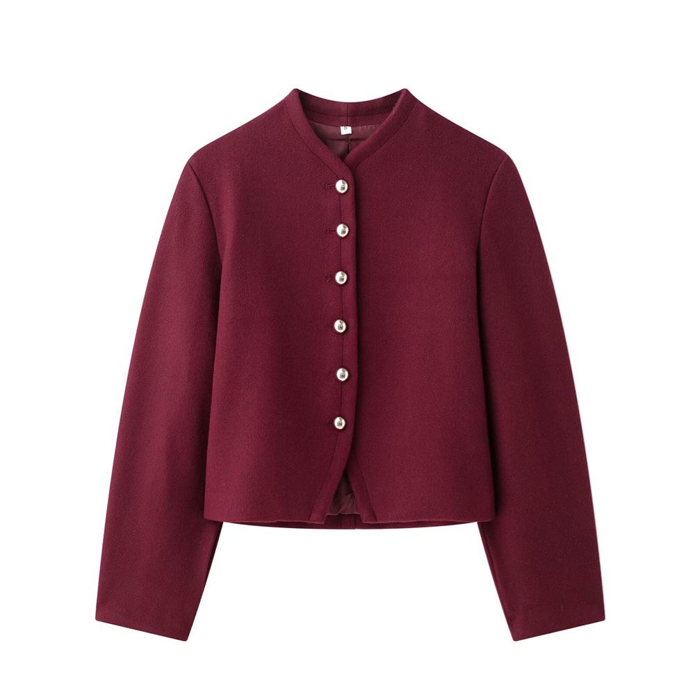 

2025 Весна Женская Мода Повседневная Куртка с Круглым Вырезом для Поездок Medium кирпич красный