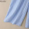 ZANZEA Women Short Sleeve Blouse and Pants Summer Stripe Print Two Piece Sets