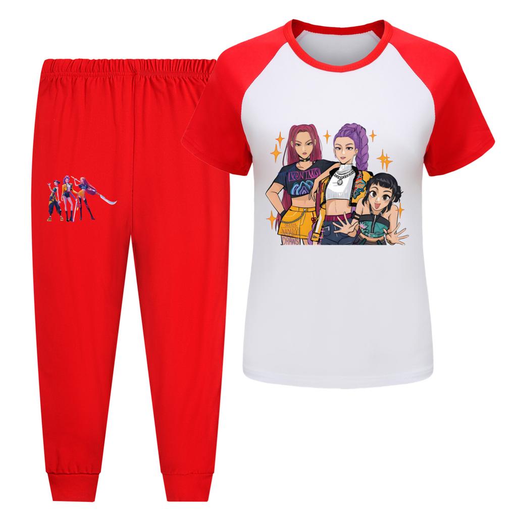 Children's Summer Sports T-shirt And Pants Two-piece Sportswear Set Short-sleeved Printed Clothing Suit