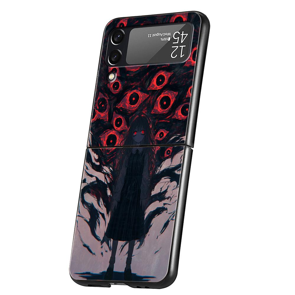 Hard PC Phone Case For Samsung Galaxy Z Flip 7 6 5 4 Black Cover For Galaxy Z Flip 3 Foldable Capas Trendy Cool Eyes Creative
