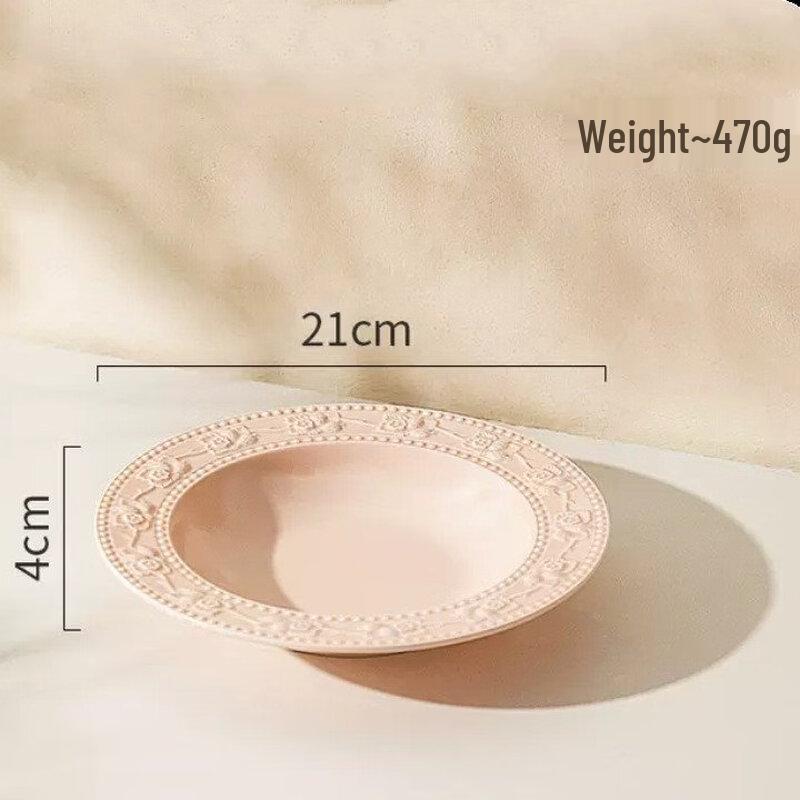 Abay Cream Style Embossed Strawberry Ceramic Dinnerware