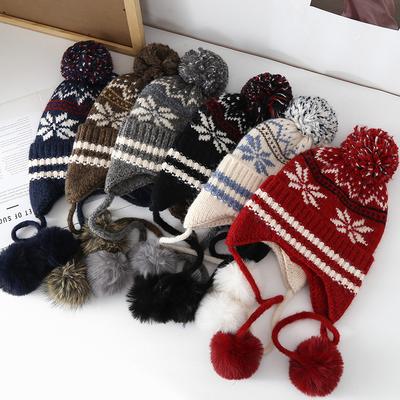 Winter Fair Island Vintage Jacquard Wool Hat Christmas Cute Ear Protector Cold Hat Autumn Winter Knitted Pullover Hat