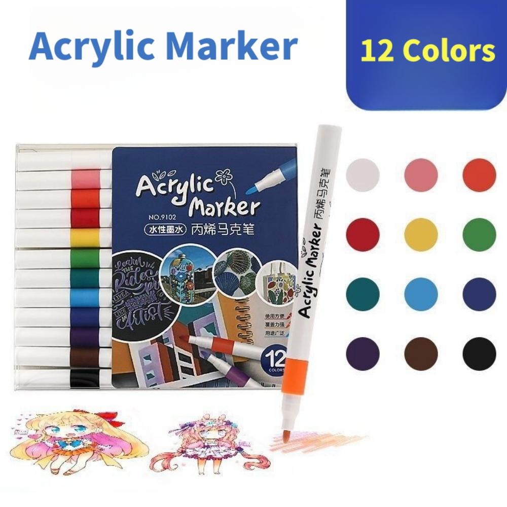 

12-80 Colors Set Acrylic Paint Art Marker Pen Rock Painting for Kids Graffiti Stone Ceramic Glass Wood DIY Crafts Art Supplies
