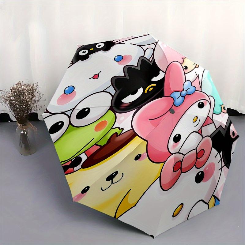 Kawaii Automatic Open/Close Umbrella-Cute Umbrella with Cute Design, Portable 3-Fold Compact Umbrella for Men & Women, Halloween Christmas G