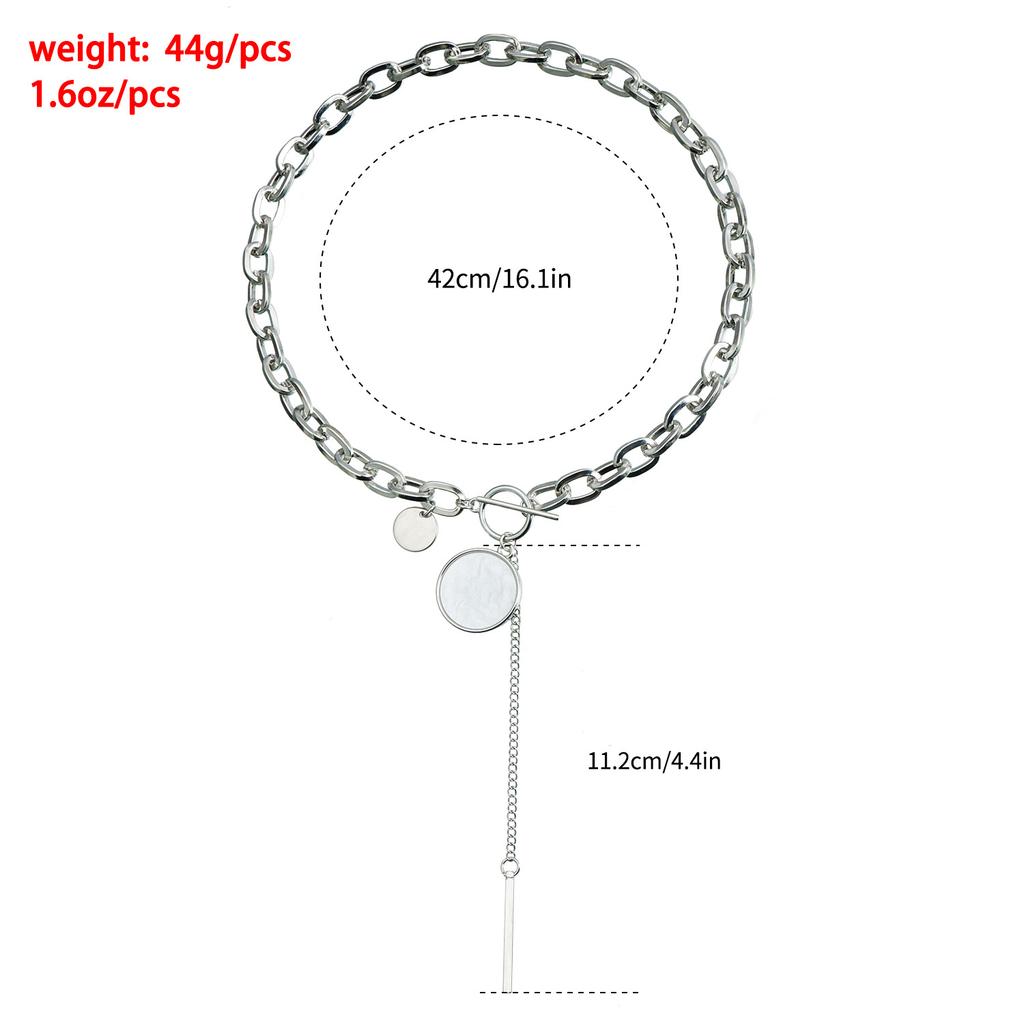 European and American Jewelry Geometric Thick Chain OT Buckle Round Black and White Fritillary Collarbone Chain Simple Personalized Necklace