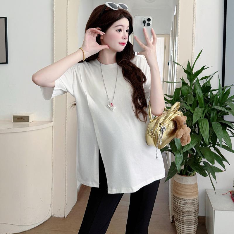 Summer Maternity Loose Fit Split Top with Slimming Design L
