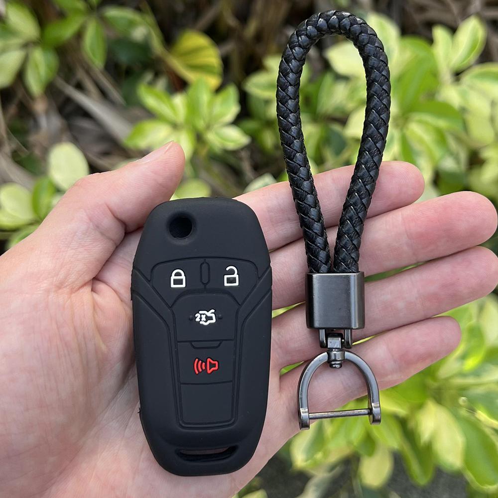Silicone Car Key Case Shell Keychain Accessories for Ford Fusion 2013 2014 2015 Fiesta Mustang F150 F-15 4Button Flip Remote