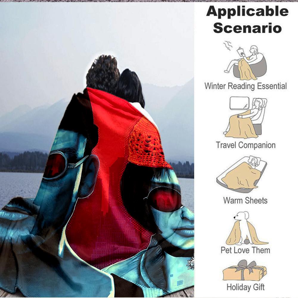 1Pc Cyberpunk Fashion Flannel Blanket, Soft And Comfortable, Casual Warm, Camping Travel, Christmas, Halloween Xmas Gift N157