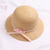 Sun Straw Hat Kids Girls Large Wide Brim Travel Beach Cap Sweet Flower Bowknot Sun for Protection Hat with Shoul
