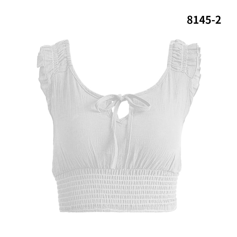 Wish popular, European and American lace-up T-shirt, women's slim-fitting waist short-sleeved T-shirt