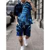 Summer Men's Fun Colorful Creativity 3D Printing Casual Sports Round Neck Short Sleeved Set Fashionable Comfortable Breathable Large Size Sports Wear