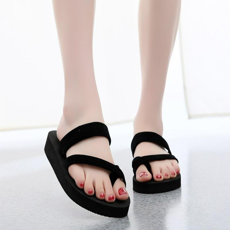 Fashion Summer Women's Slippers Lightweight Flip Flops Fashion Platform Home Slippers Black Outdoor Beach Shoes EVA Flat Women Sandals