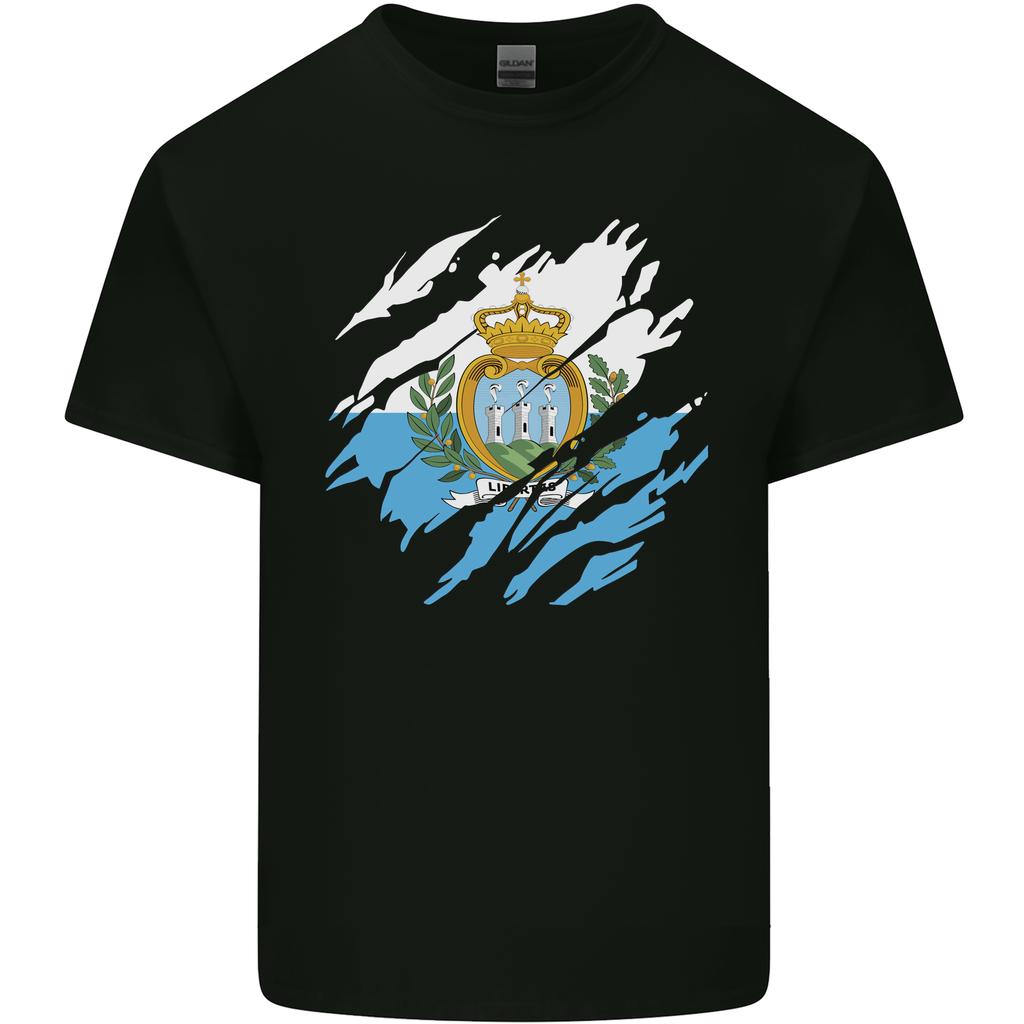 Torn San Marino Flag Sammarinese Day Football Unisexs Light Cotton TShirt