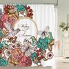 Plants and Floral Shower Curtain, Texture Fabric Bathroom Decor Watercolor Flowers and Plants Shower Curtians with Hooks