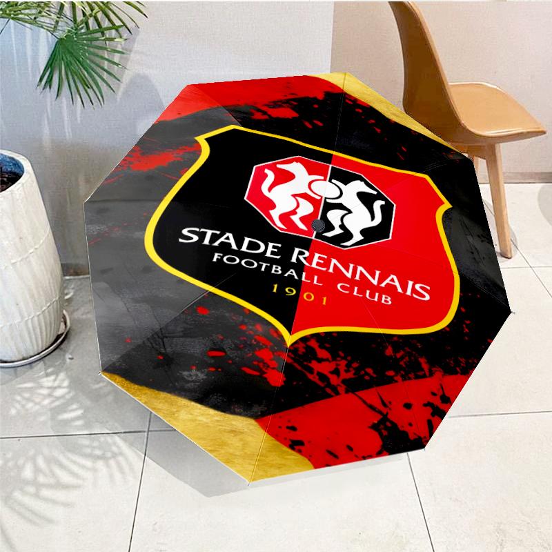 Stade Football Club Crest Automatic Folding Umbrella - 8-Rib Travel Umbrella with Auto Open/Close & Portable, Gift for Christmas, Birthdays