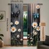 Set Of 2 Modern Floral Butterfly Wooden Board Pattern Curtains Suitable Bedroom Bathroom Living Room Dining Study Curtain For Sitting Made Polyester