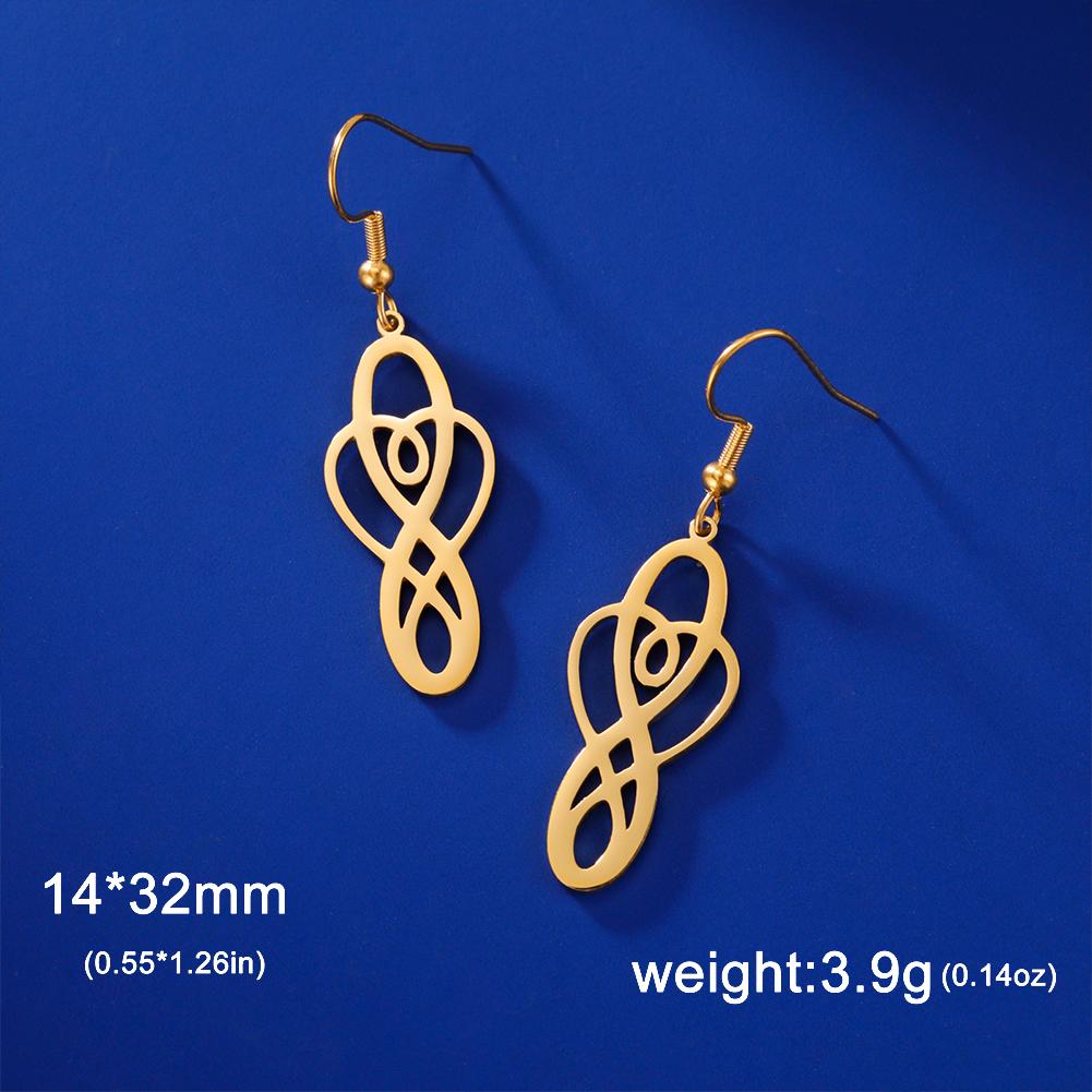 LIKGREAT Stainless Steel Celtic Infinity Knot Dangle Earrings for Women Lady Elegant Hook Charms Good Luck Jewelry New Year Gift