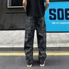 American retro camouflage jeans men's ruffian handsome high street trendy brand lumberjack straight wide-leg versatile casual pants