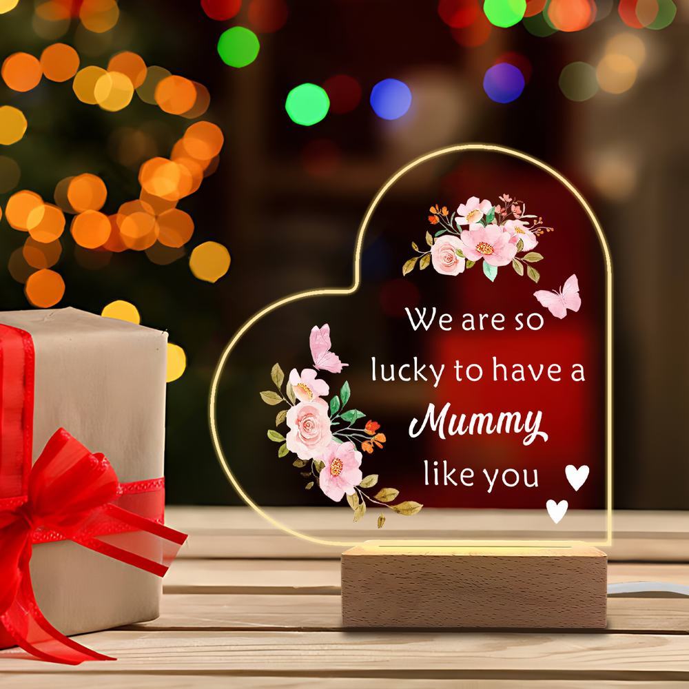 1PC Acrylic Luminous Ornament Photography Accessories, USB Base, Mom Gift, Lucky Quote Figurines