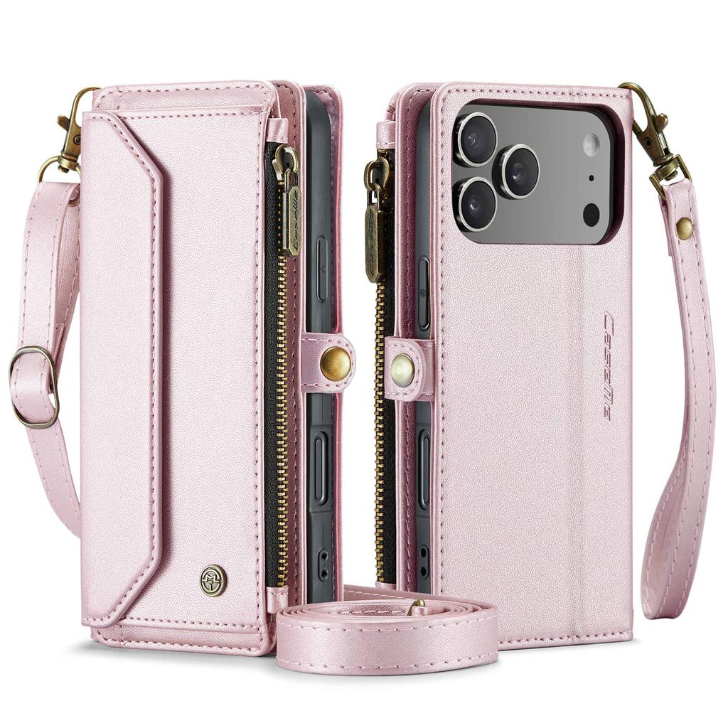 Crossbody Wallet Case for iPhone 17 Pro Max/17 Pro/Air, RFID Blocking PU Leather with 7-10 Card Holder, Wristlet Shoulder Strap
