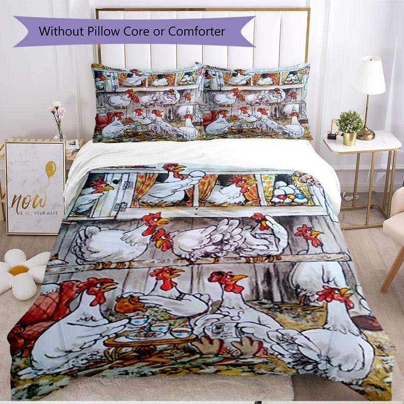 3pcs Duvet Cover Set (1*Duvet Cover + 2*Pillowcase, Without Core), Pettersson und Findus Print Soft All‑Season Bedding Set, Home Bedroom Decor Gift