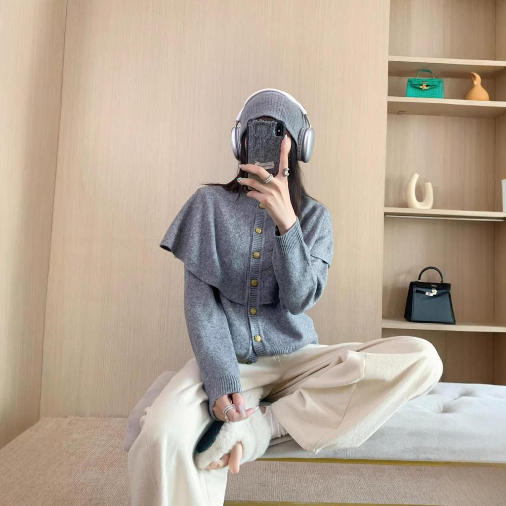 Women's Retro High-End Wool Knit Cardigan Cloak for Spring & Autumn