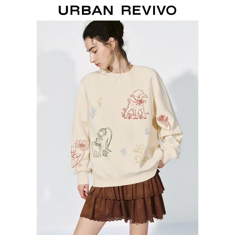 UR 2026 Spring Women s Embroidered Loose Sweatshirt S
