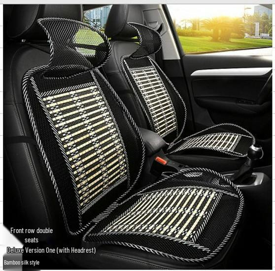 Bamboo Silk Breathable Cool Cushion with Lumbar Support for Car and Office Chairs