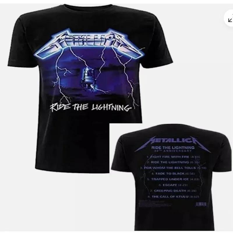 American Street Men's T-shirt Metallica Band Oversized T-shirt Men Harajuku Y2k Short Sleeve Cotton High Quality Loose Casual Female Male Clothing