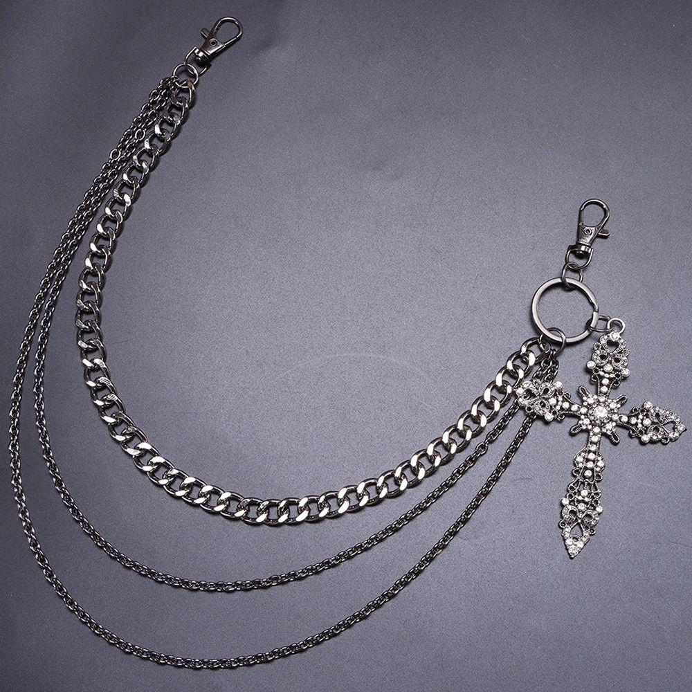 Corrente Decorativa de Calças de Metal Punk Rock Chaveiro Corrente Joia Corrente de Cintura para Jeans Mulheres Homens