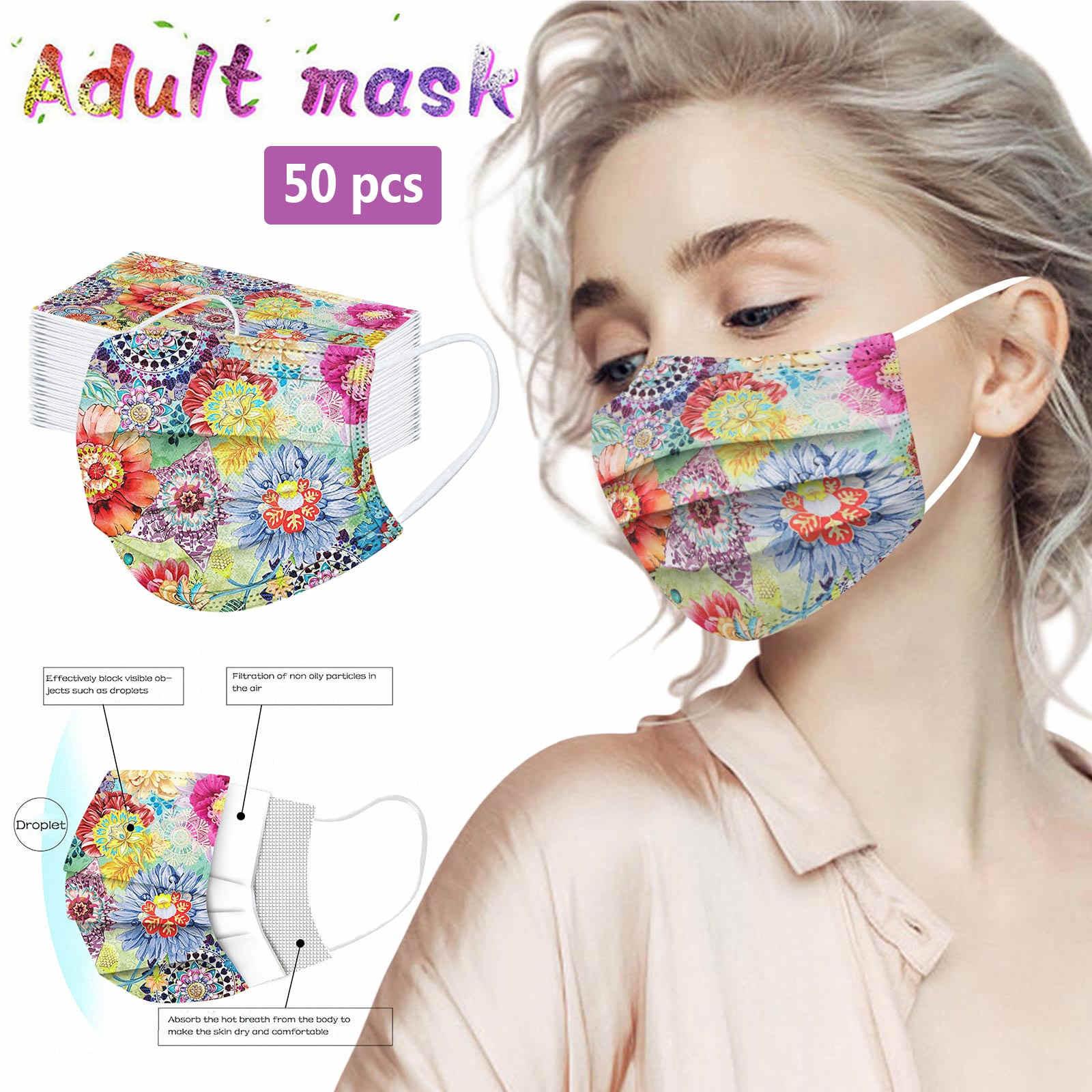 

50 шт. трехслойная защитная пыленепроницаемая одноразовая маска с мультяшным принтом для взрослых Free Size