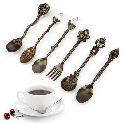 6Pcs/Set Innovative Vintage Retro Zinc Alloy Spoons Fork Set Cutlery Kitchen Accessory