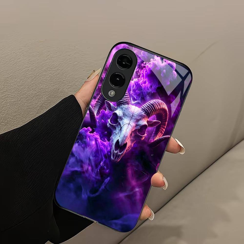 Purple Smoke Goat Skull s26 ultra case s25 ultra case phone case glass for Samsung Galaxy S26 S25 S24 S23 S22 FE Ultra Plus