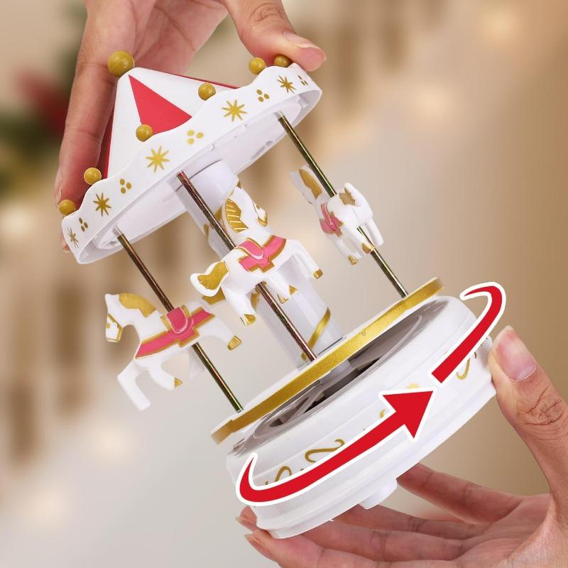 Carousel Music Box Cake Decorative Ornament Hand Craft Romantic Gift Carousel Music Box Chtistmas Tabletop Decoration Supplies