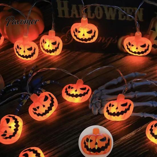 Outdoor Garden Decoration Halloween String Lights, 10/20 LED Spooky Pumpkin Ghost Fairy Light, Battery Easy Install Hanging Lights Operated for Indoor