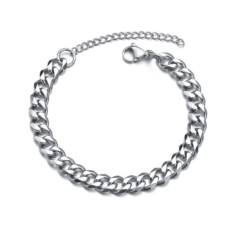 European & American Men's Titanium Steel Polished Cuban Bracelet - Simple Cross-border Jewelry Trendsetter