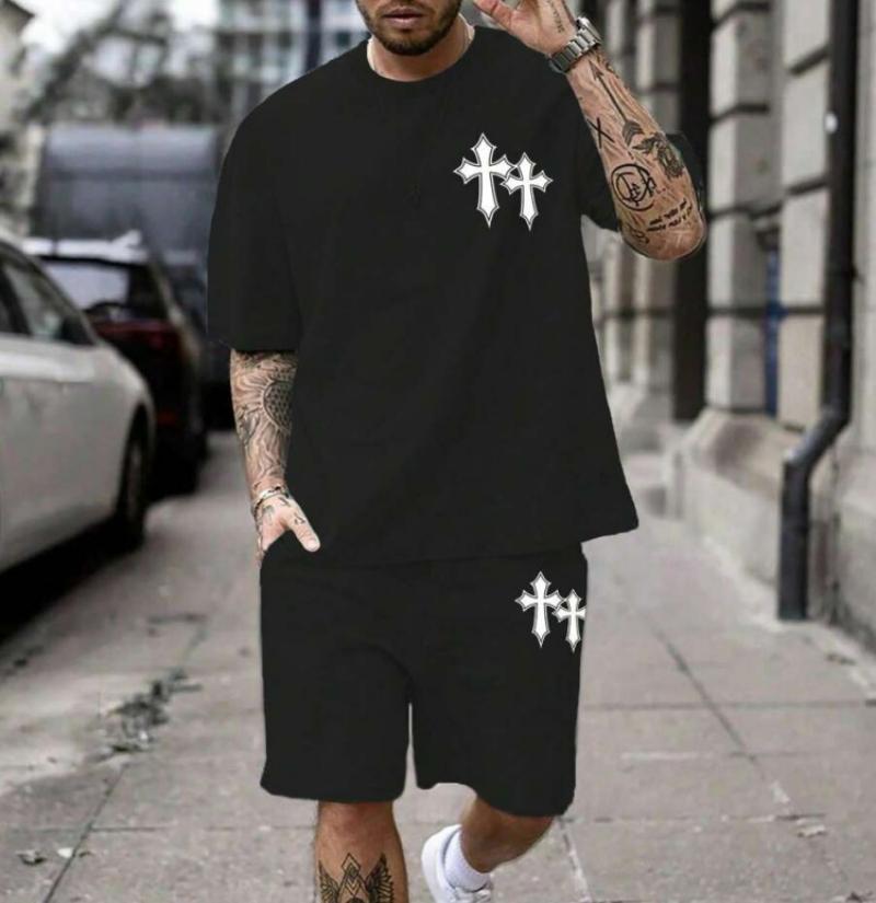 

Размер XXS-6XL Комплект из 2 предметов: мужские шорты с коротким рукавом и винтажным принтом, летняя повседневная мужская футболка, мужские пляжные шорты для спорта на открытом воздухе 6XL