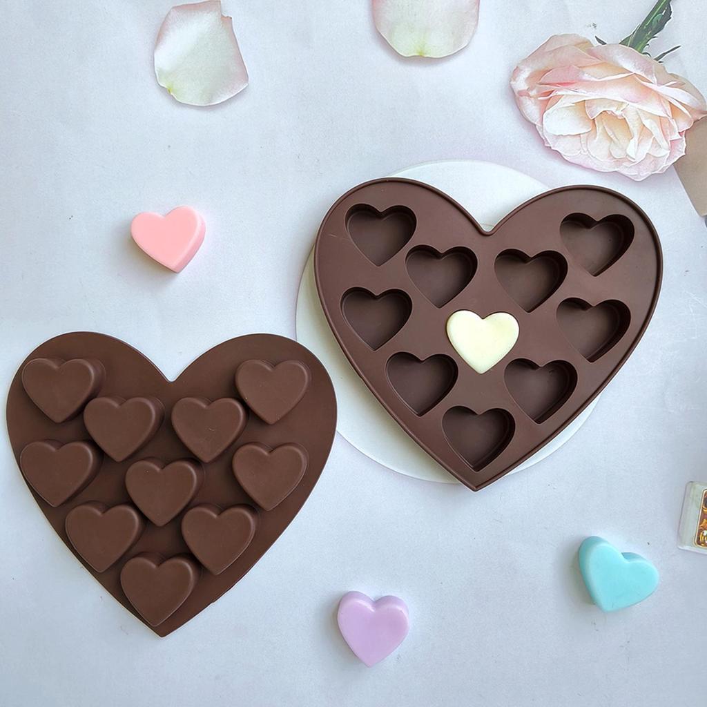 Love Silicone Chocolate Mold 10 holes Heart Candy Jelly Baking Ice Cake Mould Candle Soap Making Mold For Valentine's Day Gifts