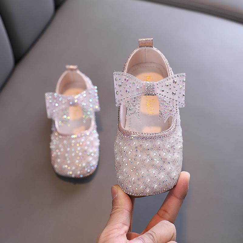 2025 Summer Korean Style Girls' Princess Leather Dance Shoes for Kids
